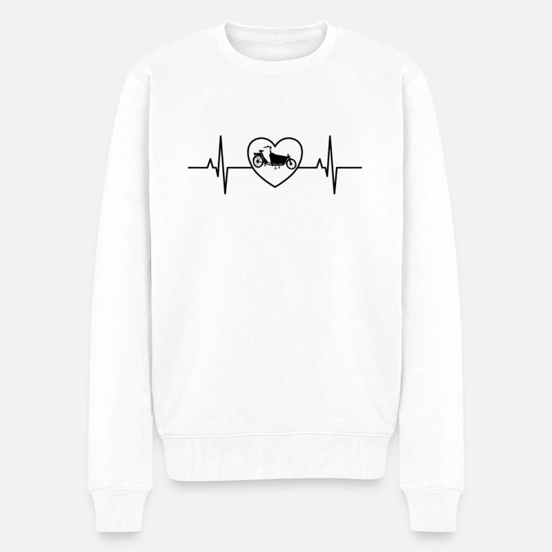 Lastenfahrrad - Heartbeat - Liebe - Männer Premium Bio Pullover - Weiß
