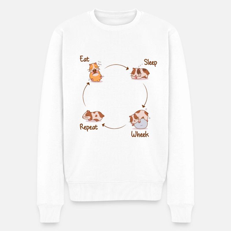 Eat, Sleep, Wheek, Repeat - Cobayes - Pull Premium bio Homme - blanc