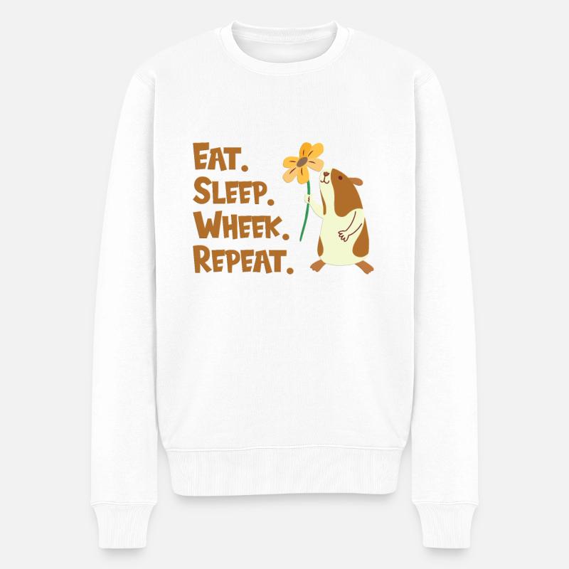 Eat, Sleep, Wheek, Repeat - Cobayes - Pull Premium bio Homme - blanc