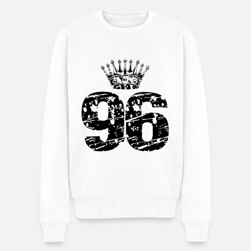 96 Zahl Krone - Männer Premium Bio Pullover - Weiß