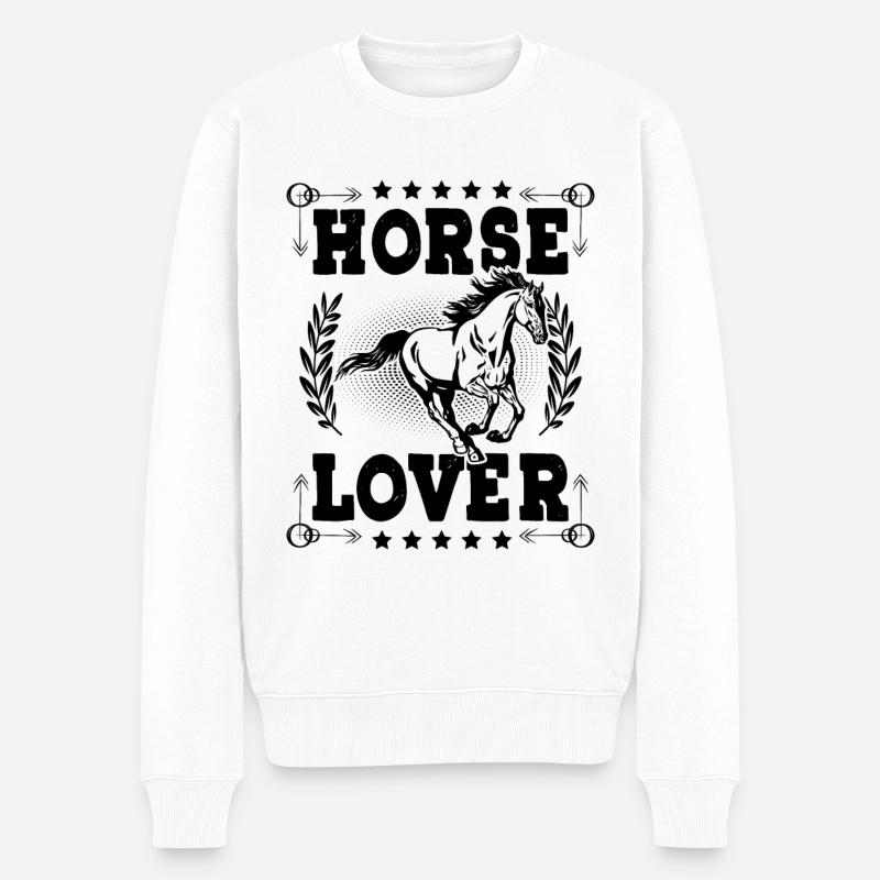 Horse Lover - Männer Premium Bio Pullover - Weiß