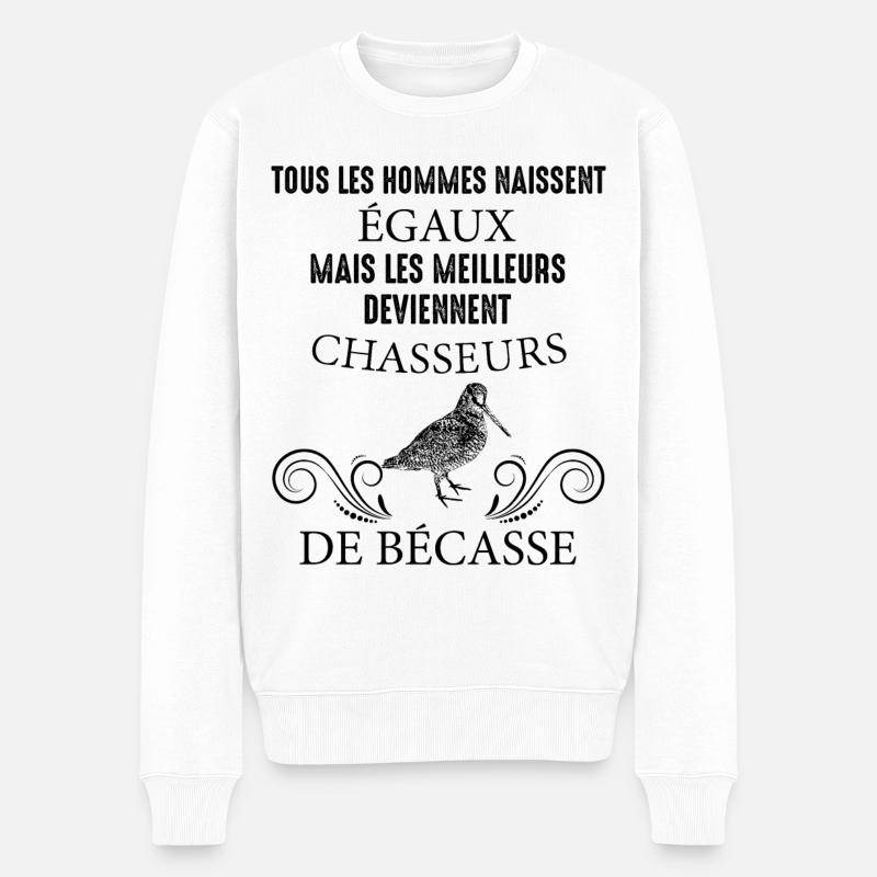 Bécasse chasse et citation drole chasseur - Pull Premium bio Homme - blanc