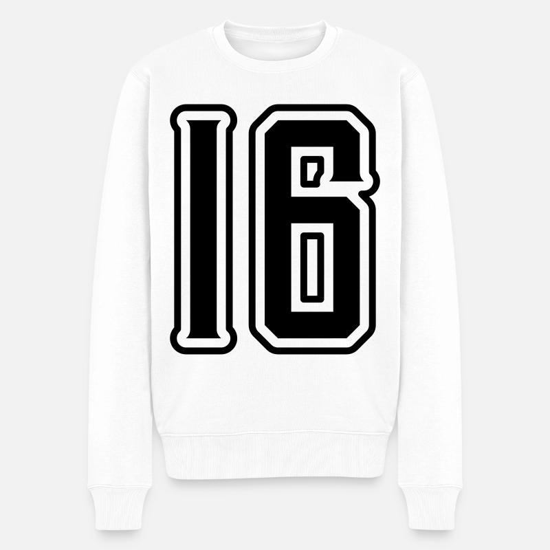 16 Zahl symbol - Männer Premium Bio Pullover - Weiß