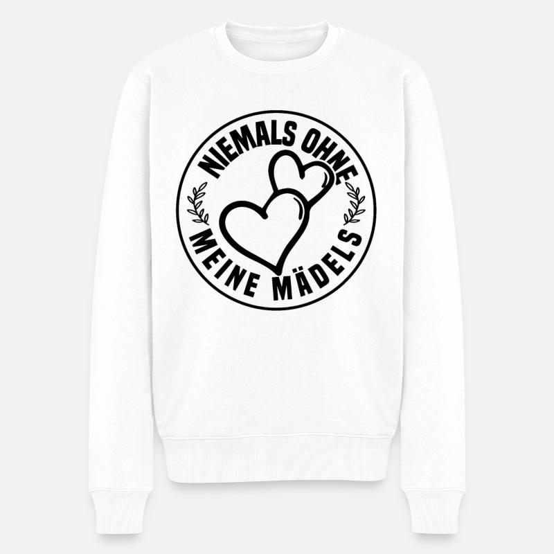 Niemals ohne meine Mädels - Männer Premium Bio Pullover - Weiß