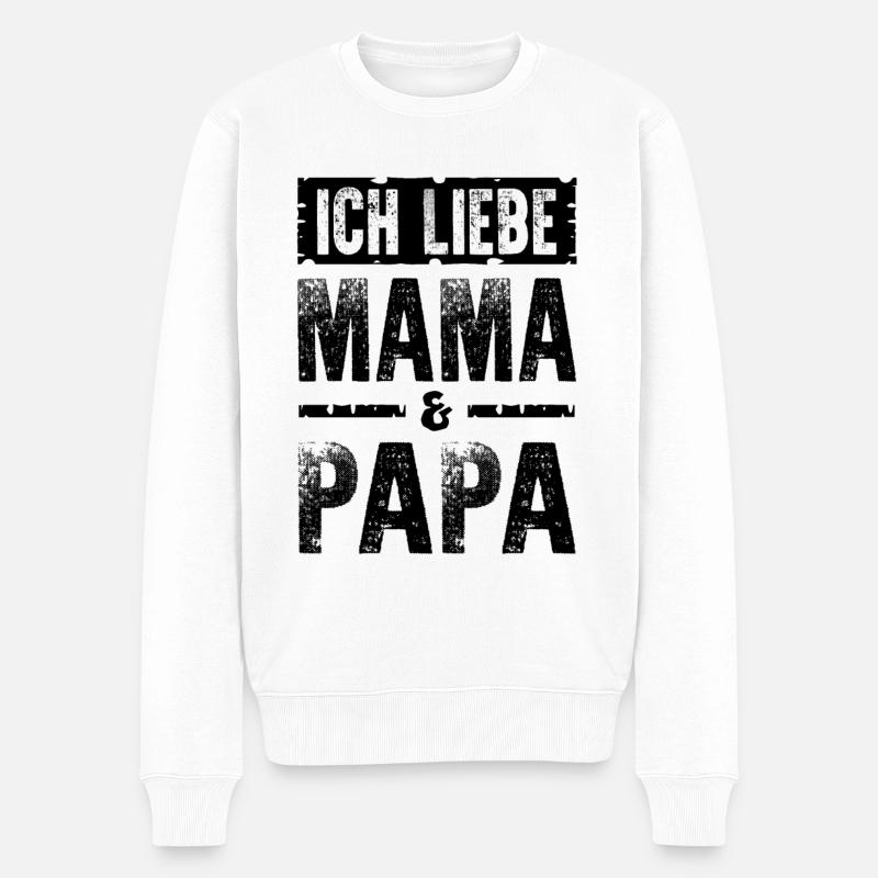 Ich Liebe Mama Papa - Männer Premium Bio Pullover - Weiß