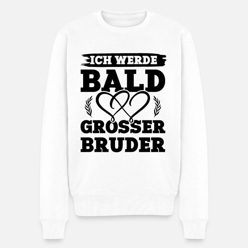 Ich werde grosser Bruder - Männer Premium Bio Pullover - Weiß