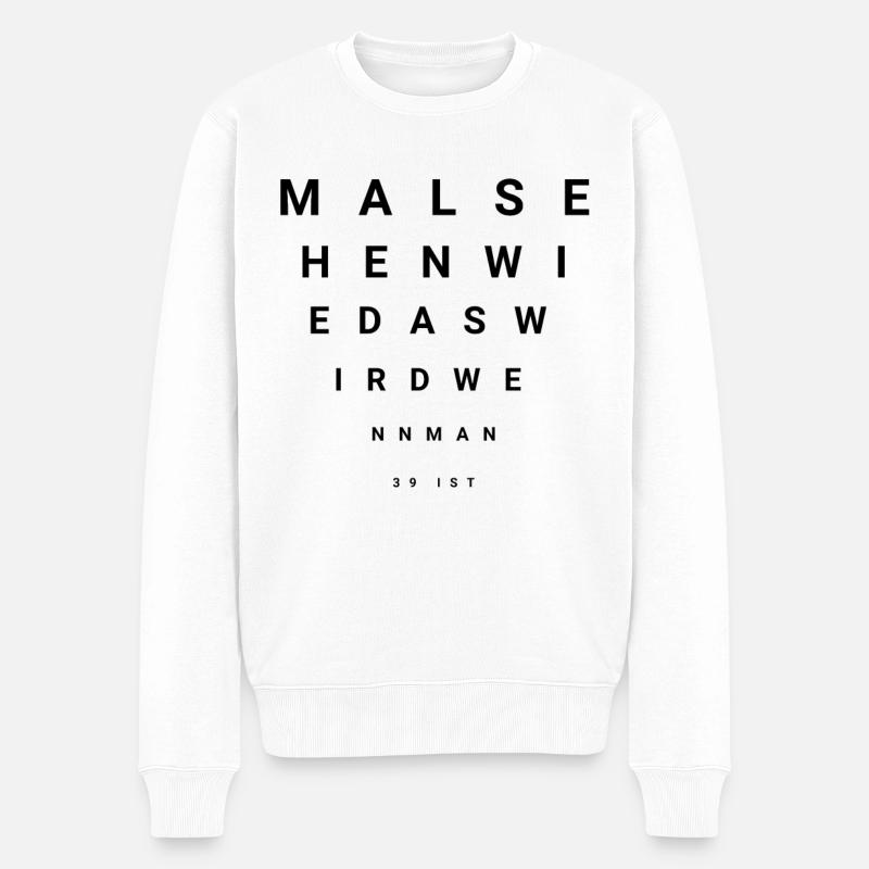 39. Geburtstag 39 Jahre Geschenk Sehtest - Männer Premium Bio Pullover - Weiß