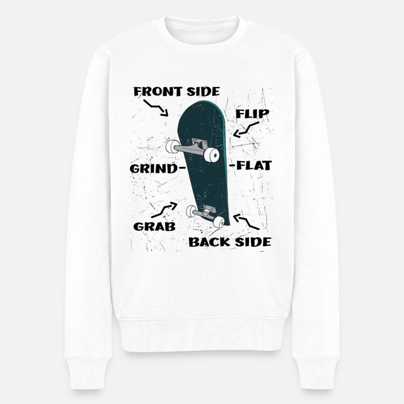 Skateboard Features - Skateboarding Skateboarder - Männer Premium Bio Pullover - Weiß