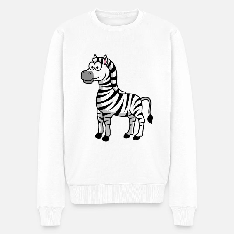 Zebra Comic Tier - Männer Premium Bio Pullover - Weiß