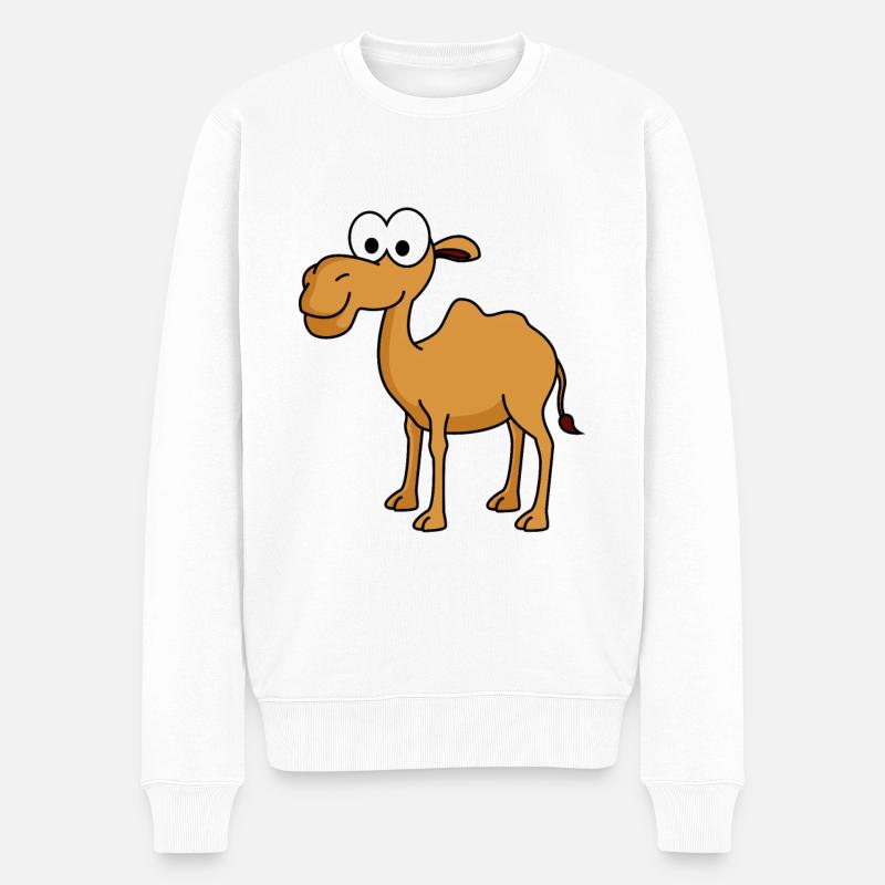 Kamel Comic - Männer Premium Bio Pullover - Weiß