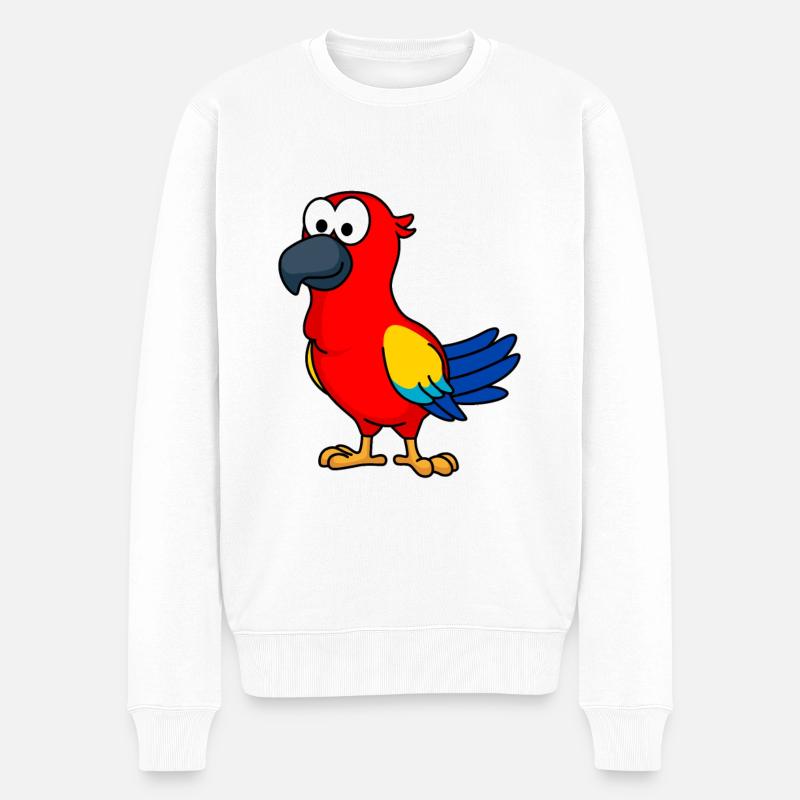 Papagai Comic Tier - Männer Premium Bio Pullover - Weiß