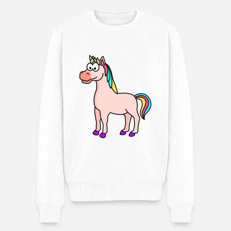Einhorn Comic Tier - Männer Premium Bio Pullover - Weiß