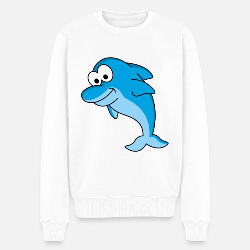 Dauphin Comic Animal - Pull Premium bio Homme - blanc