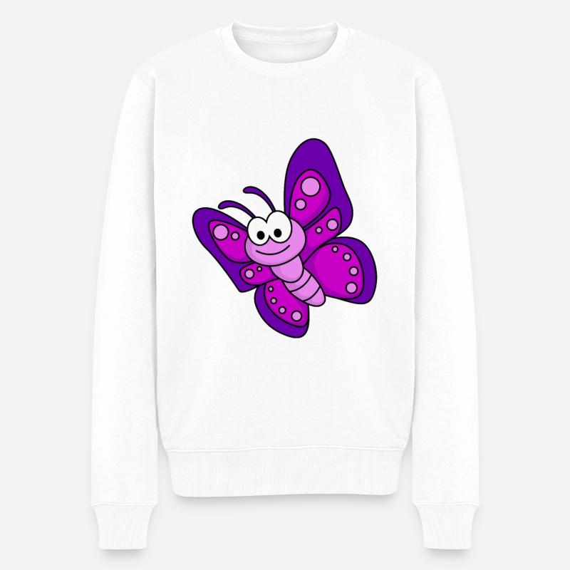 Schmetterling Comic Tier - Männer Premium Bio Pullover - Weiß