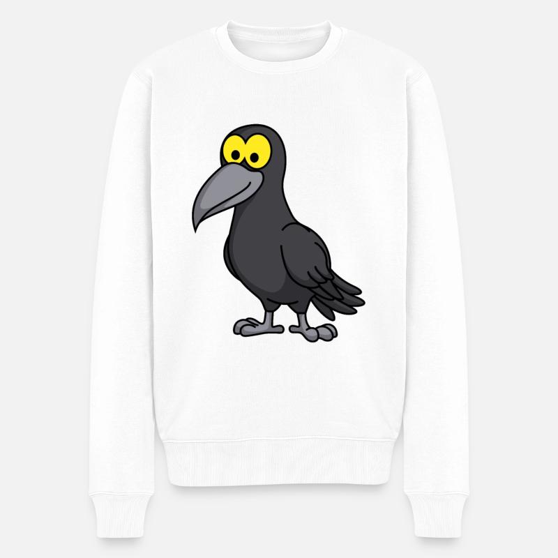 Krähe Comic Tier - Männer Premium Bio Pullover - Weiß