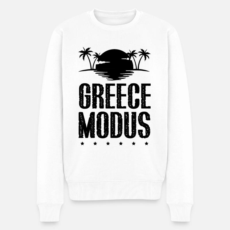 Greece Modus - Männer Premium Bio Pullover - Weiß
