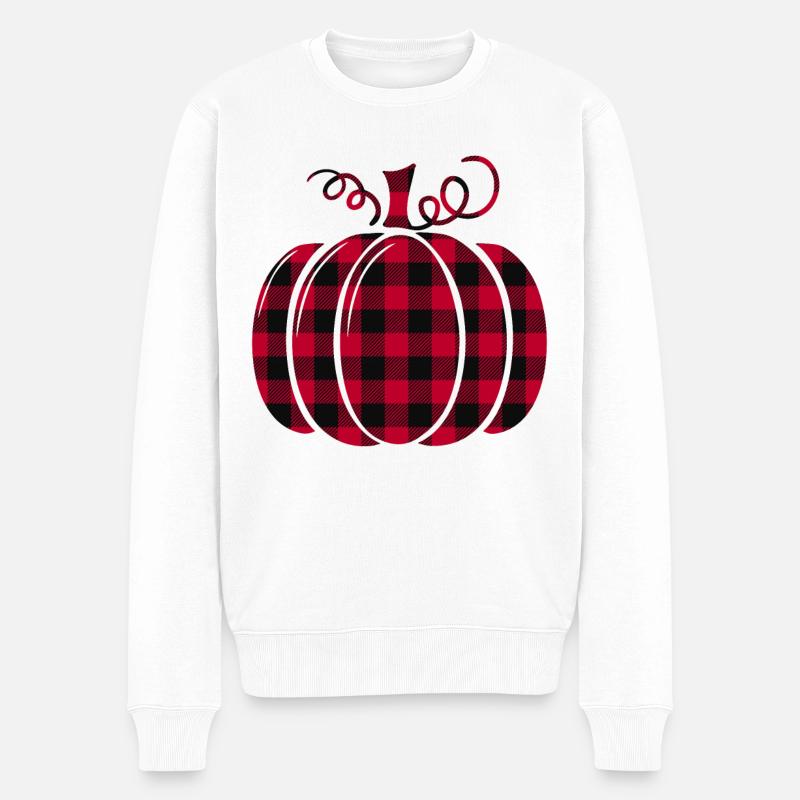 Halloween Pumpkin Red Pattern Pumpkin - Männer Premium Bio Pullover - Weiß