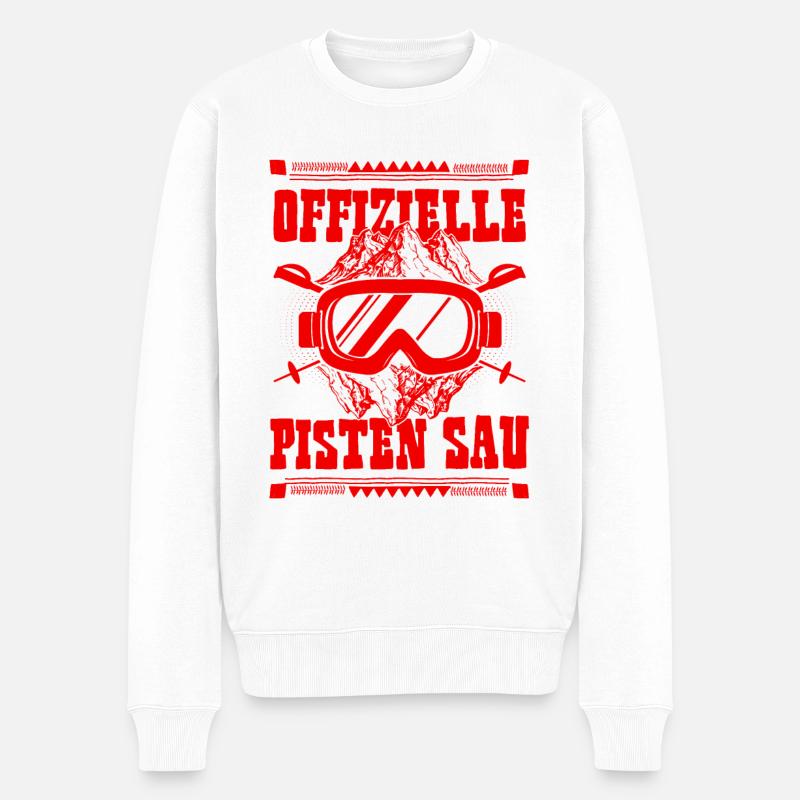 Offizielle Pisten Sau - Männer Premium Bio Pullover - Weiß
