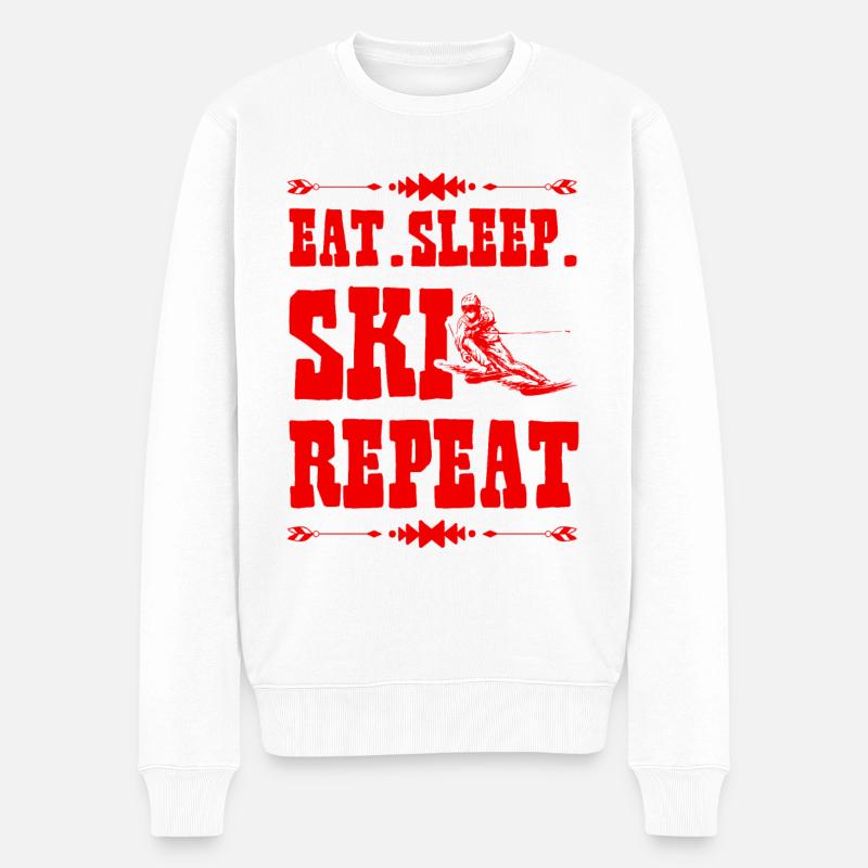 Eat Sleep Ski Repeat - Männer Premium Bio Pullover - Weiß