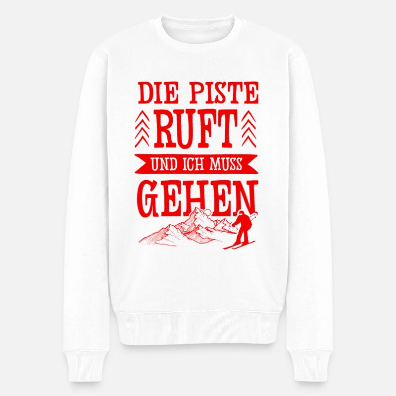 Die Piste Ruft - Männer Premium Bio Pullover - Weiß