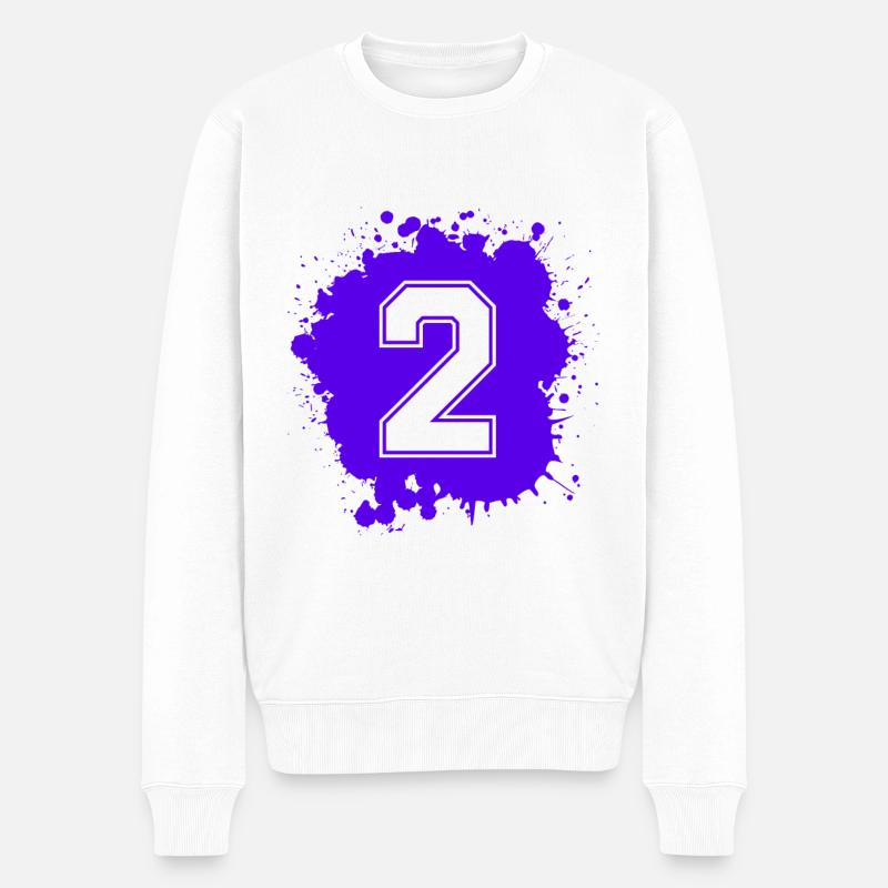 2 Zahl Klecks - Männer Premium Bio Pullover - Weiß