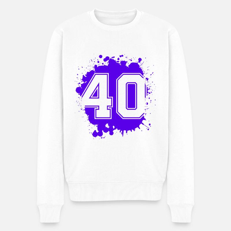 40 Zahl Klecks - Männer Premium Bio Pullover - Weiß