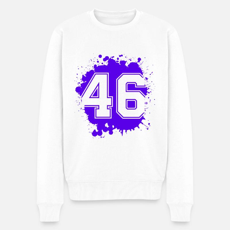 46 Zahl Klecks - Männer Premium Bio Pullover - Weiß