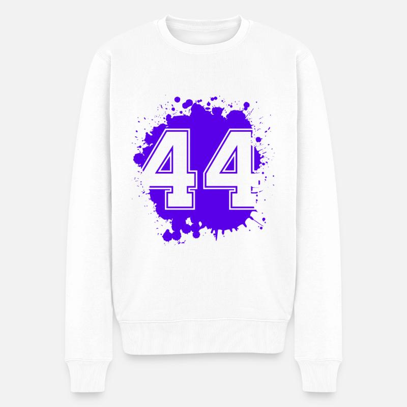 44 Zahl Klecks - Männer Premium Bio Pullover - Weiß