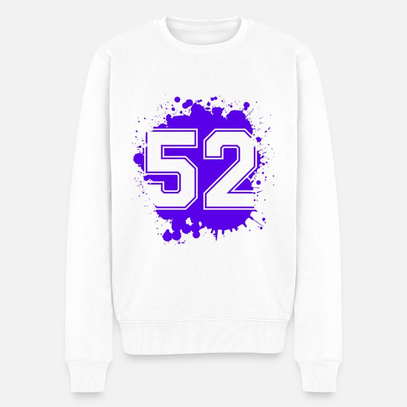 52 Zahl Klecks - Männer Premium Bio Pullover - Weiß