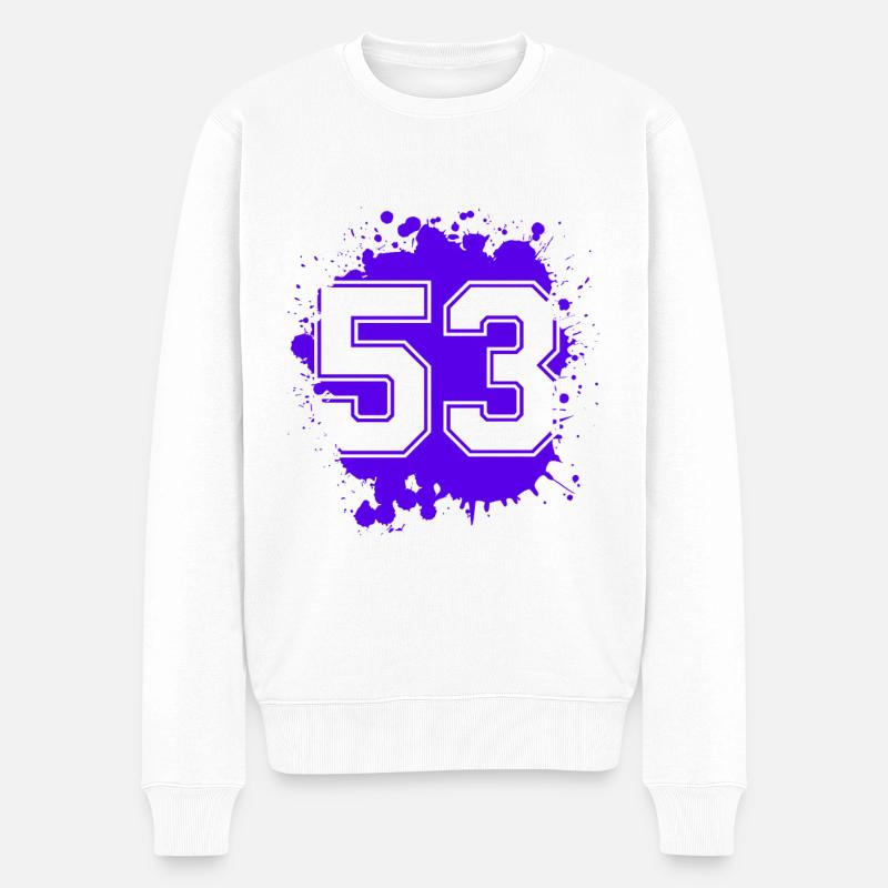 53 Zahl Klecks - Männer Premium Bio Pullover - Weiß