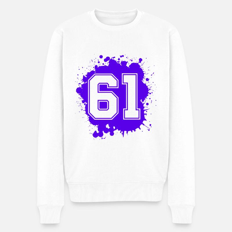 61 Zahl Klecks - Männer Premium Bio Pullover - Weiß