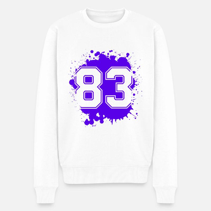 83 Zahl Klecks - Männer Premium Bio Pullover - Weiß