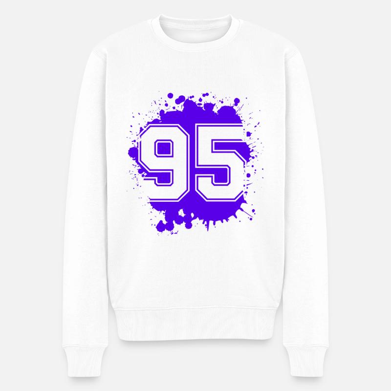 95 Zahl Klecks - Männer Premium Bio Pullover - Weiß