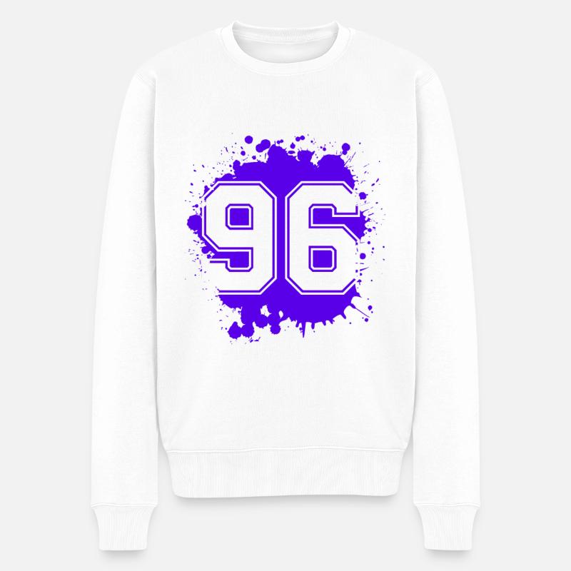 96 Zahl Klecks - Männer Premium Bio Pullover - Weiß