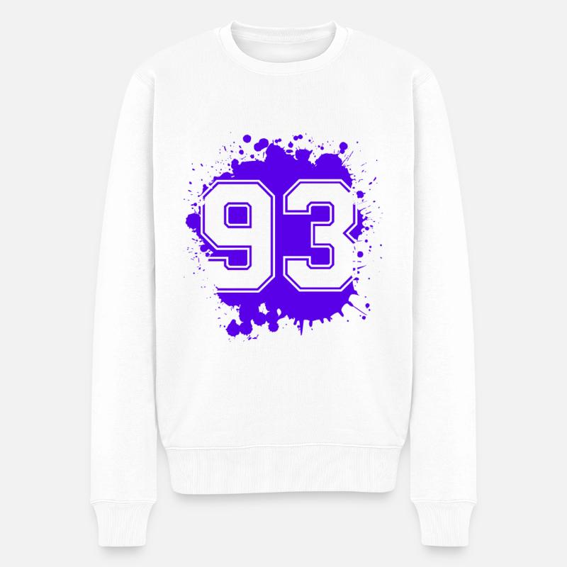 93 Zahl Klecks - Männer Premium Bio Pullover - Weiß