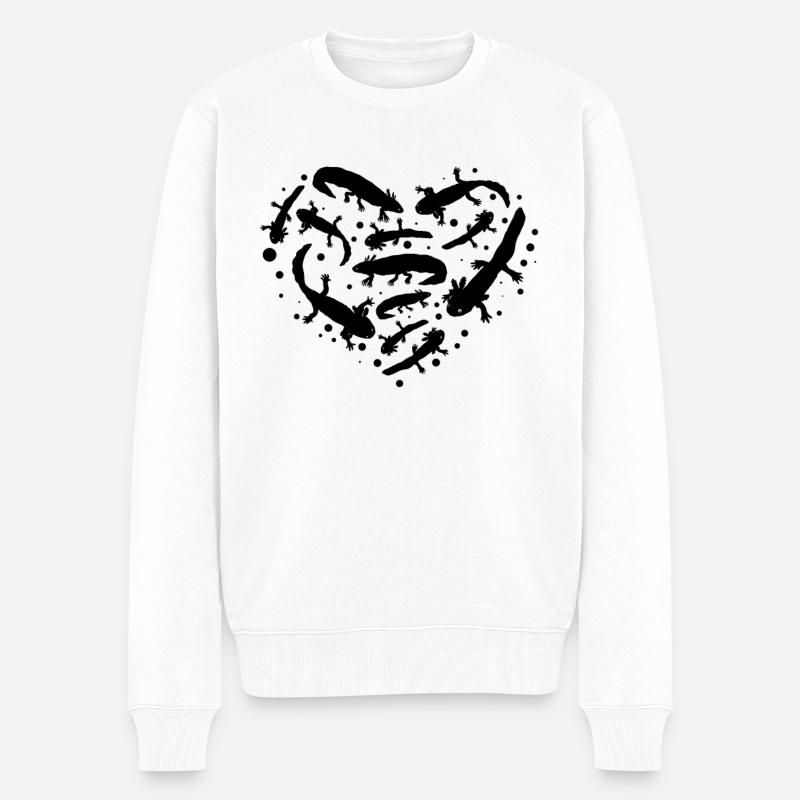 Axolotl Heart Axolotls Cute Axolotl Kawaii Axolotl - Männer Premium Bio Pullover - Weiß
