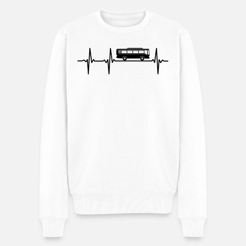 Chauffeur d’autobus Heartbeat Schoolbus Chauffeur Autobus scolaire - Pull Premium bio Homme - blanc