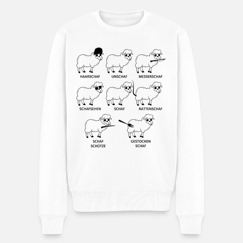 Lustige Schafe Landwirt Bauer Schäfchen Wortspiel - Männer Premium Bio Pullover - Weiß
