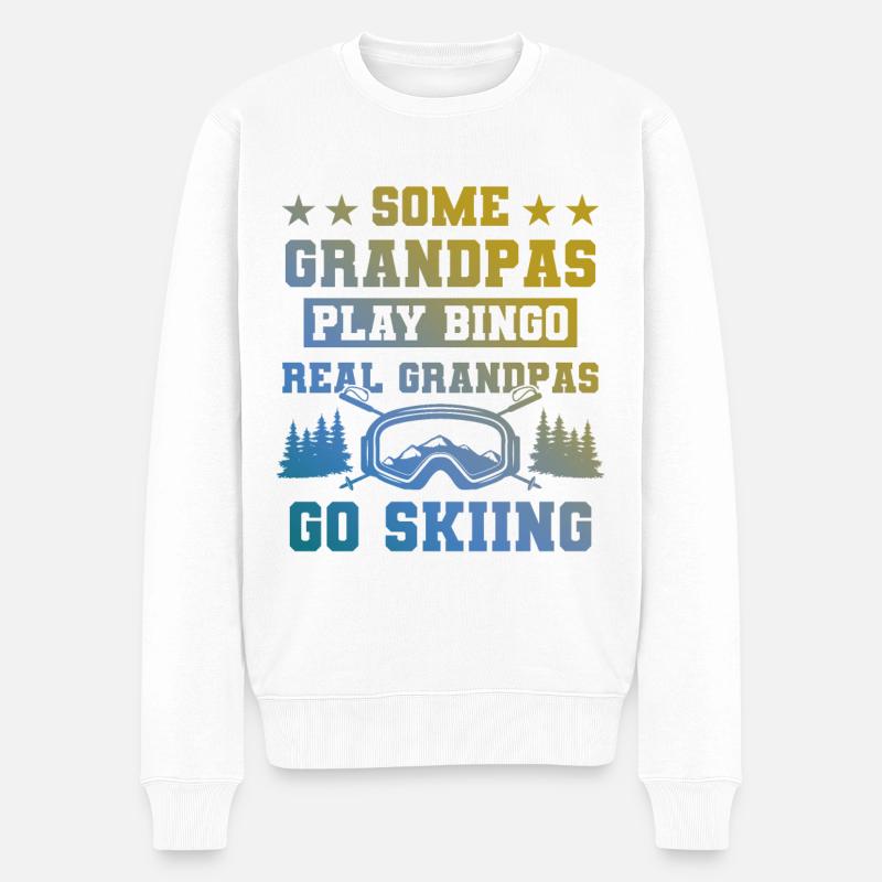 Großvater ski spruch - Männer Premium Bio Pullover - Weiß