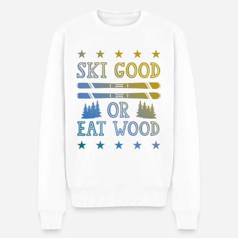 ski skiing - Männer Premium Bio Pullover - Weiß