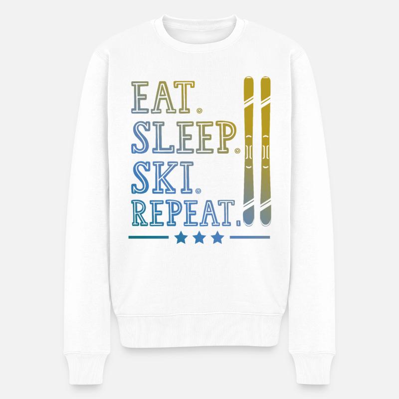 manger dormir ski répéter - Pull Premium bio Homme - blanc