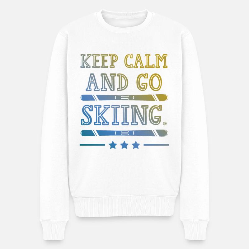 Restez calme ski - Pull Premium bio Homme - blanc