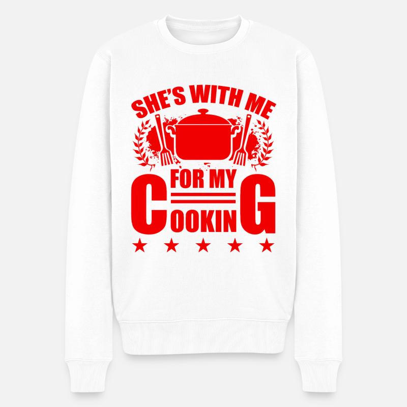 Elle cuisine avec moi - Pull Premium bio Homme - blanc