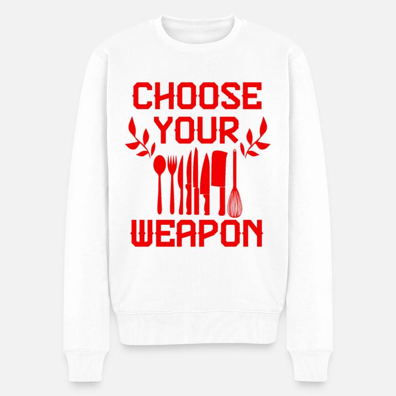 waffe kochen - Männer Premium Bio Pullover - Weiß