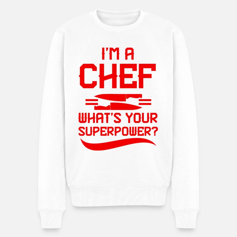 Chef de cuisine Superpower - Pull Premium bio Homme - blanc