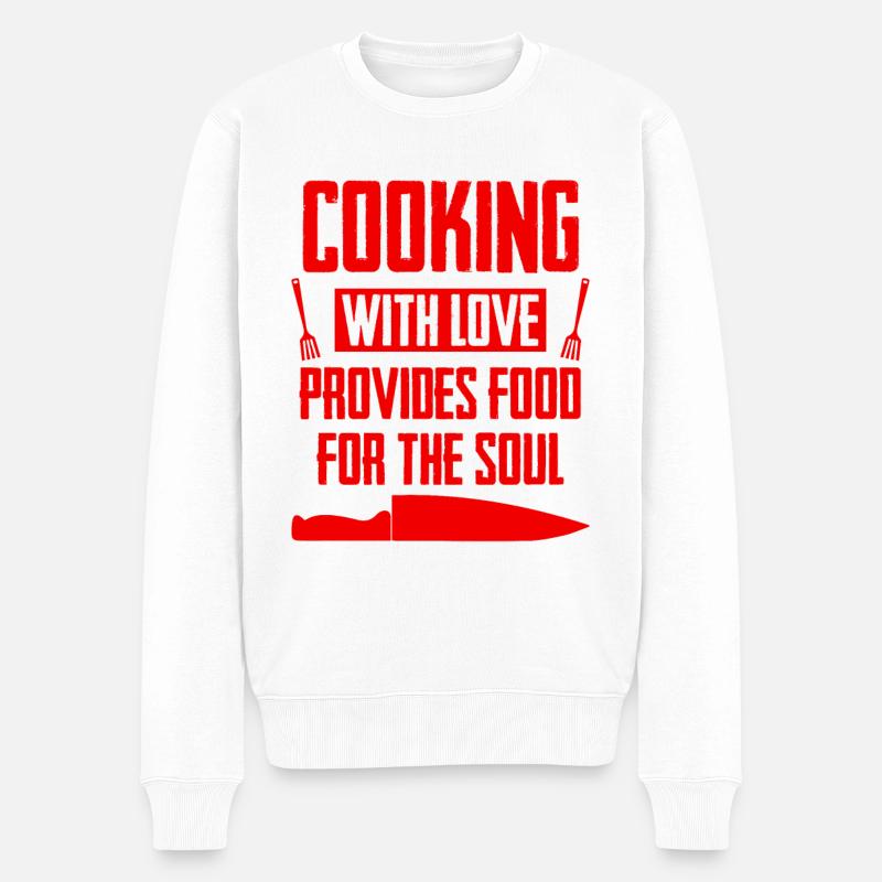 kochen mit liebe - Männer Premium Bio Pullover - Weiß