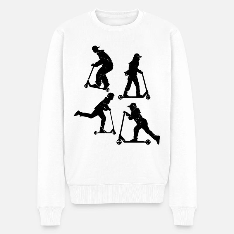 Scooter Tricks Cascade Scooter Stunts Boys Kids Scoo - Pull Premium bio Homme - blanc