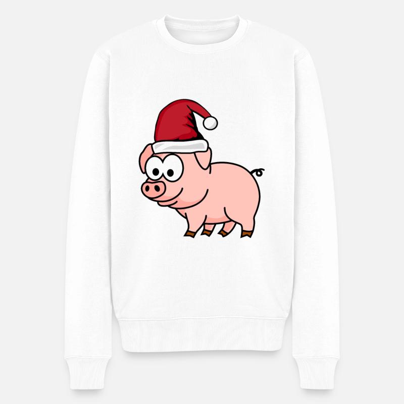 Cochon Bande Dessinée Noël - Pull Premium bio Homme - blanc