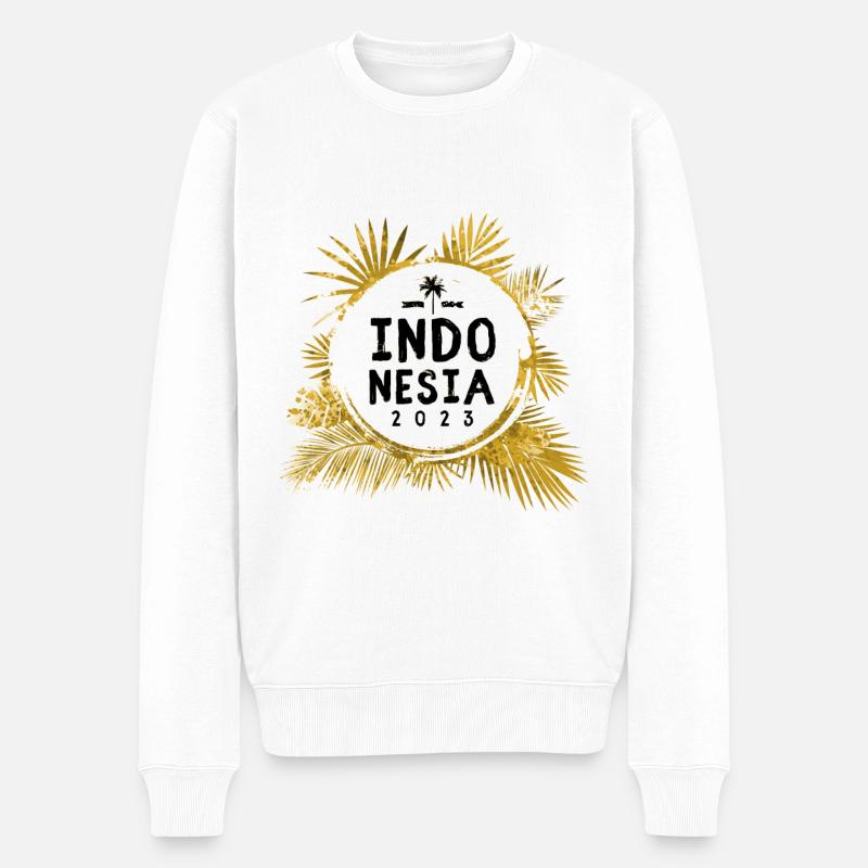 Indonesien 2023 Bunt - Männer Premium Bio Pullover - Weiß