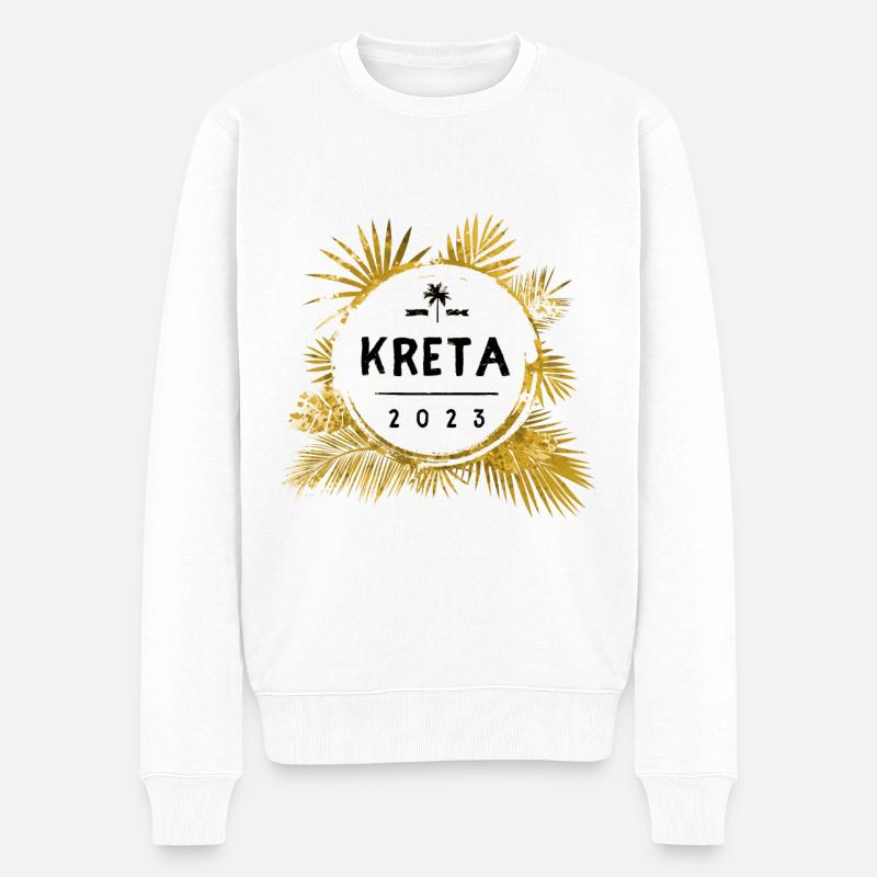 Kreta 2023 Bunt - Männer Premium Bio Pullover - Weiß